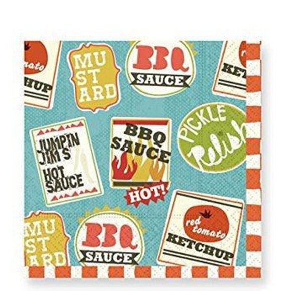 Retro BBQ Theme Beverage Paper Napkins - Picture 1 of 1
